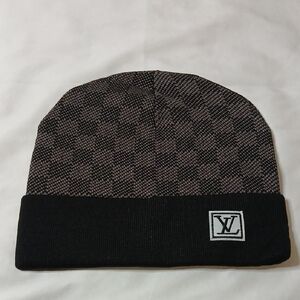 Louis Vuitton Checkered Black and Gray Beanie